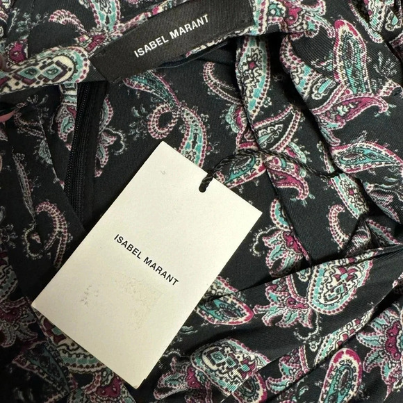 NWT Isabel Marant Linazinki Ruched Mini Dress - Paisley Long-Sleeve Floral - Picture 11 of 12